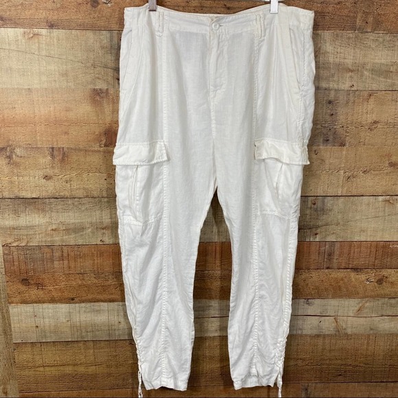 Joie Telutci Lace-Up Linen Cargo Pants White Size 12 - Picture 2 of 13